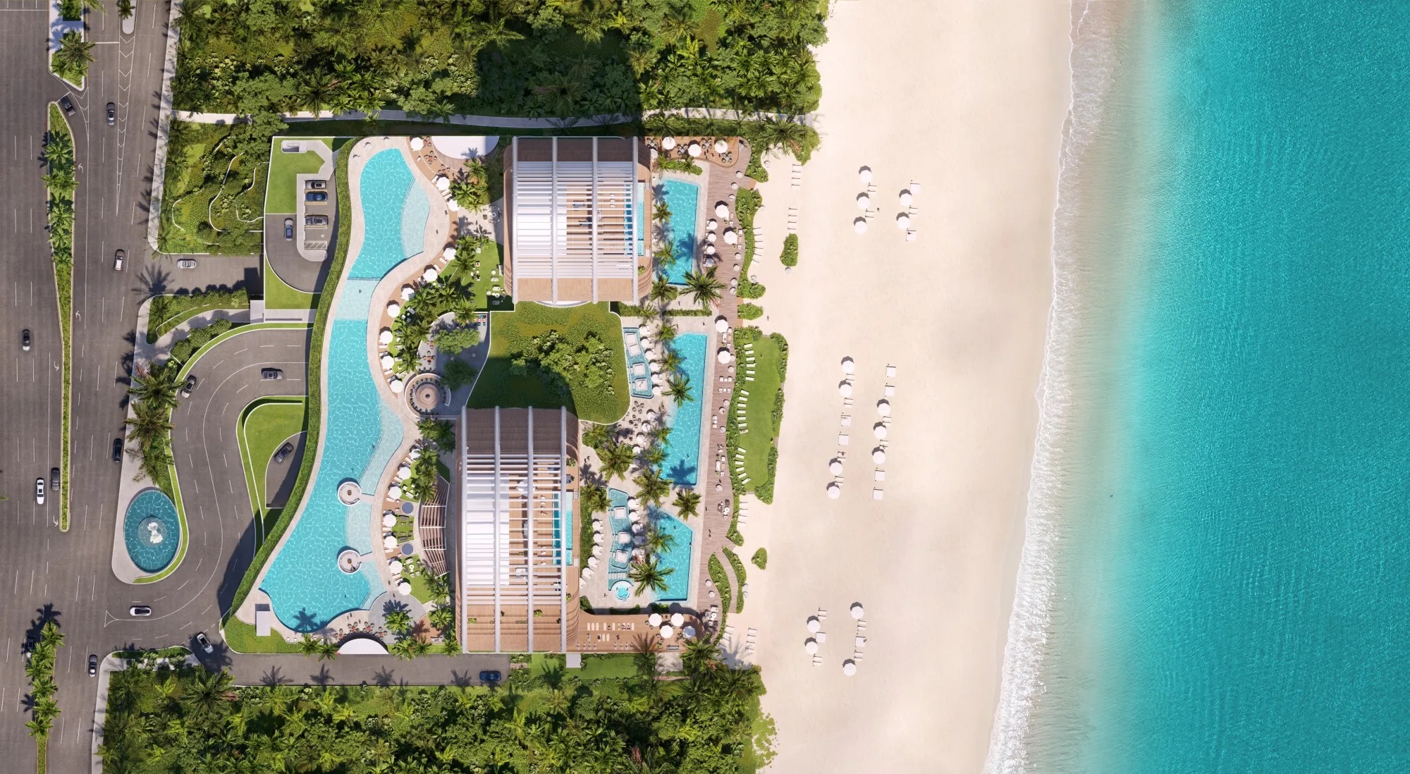 Aerial view of the 4.7-acre oceanfront site