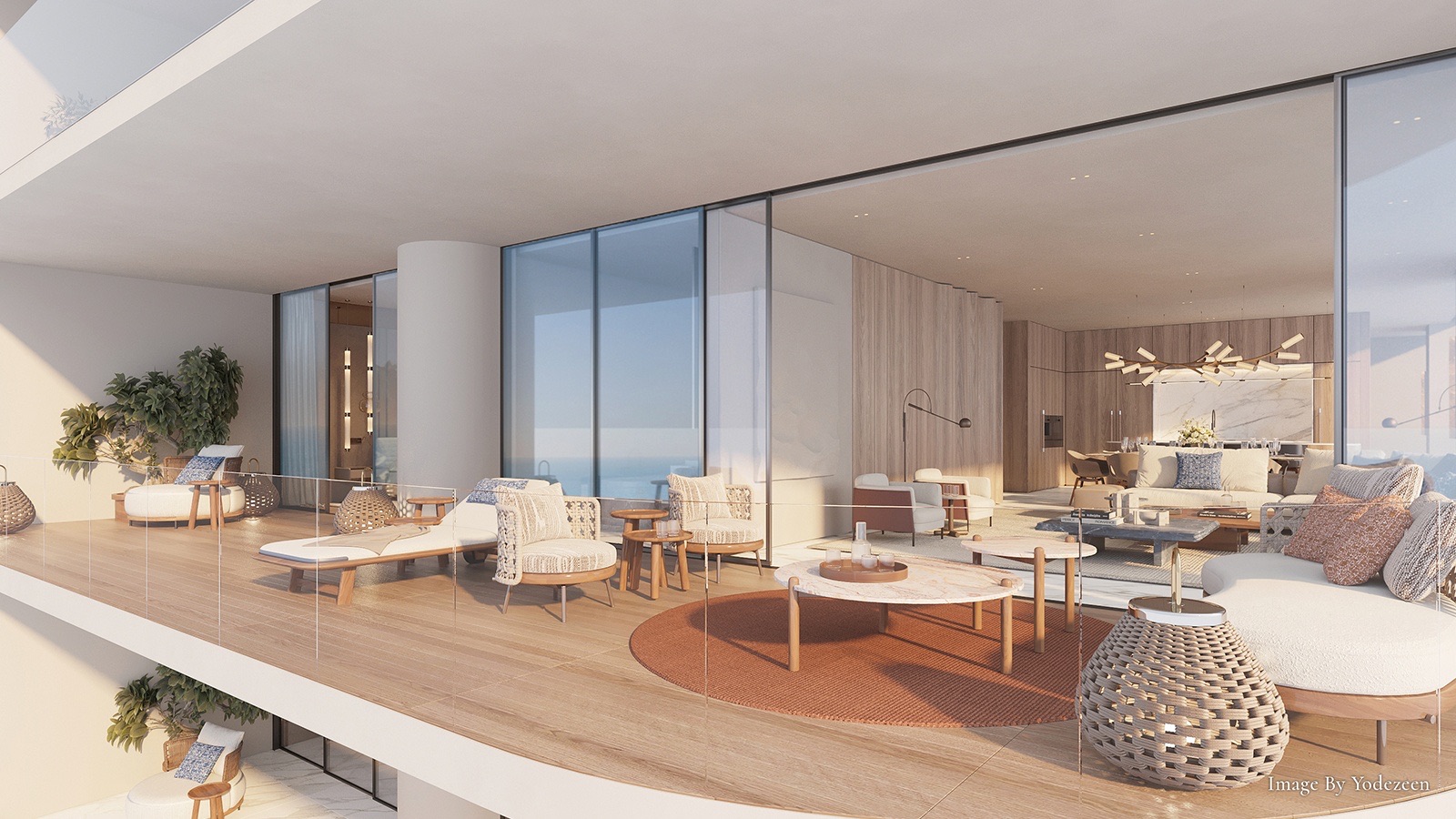 Living area opening to the terrace