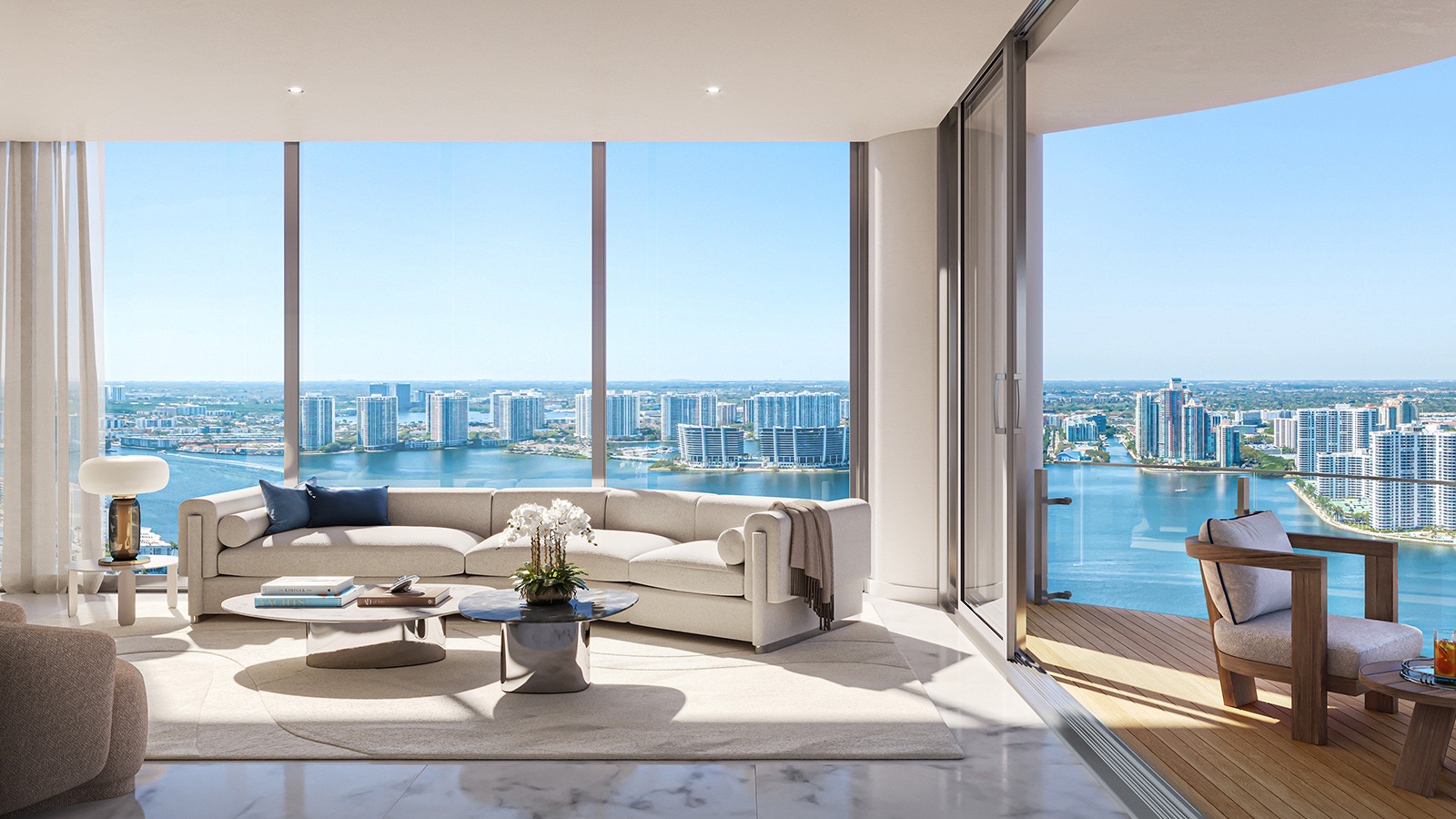 Living room with Intracoastal views