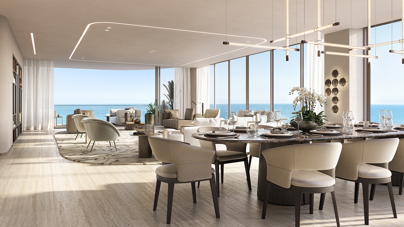 Formal dining room with ocean views