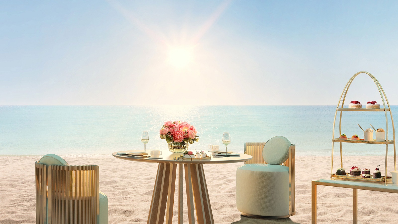 Oceanfront terrace table