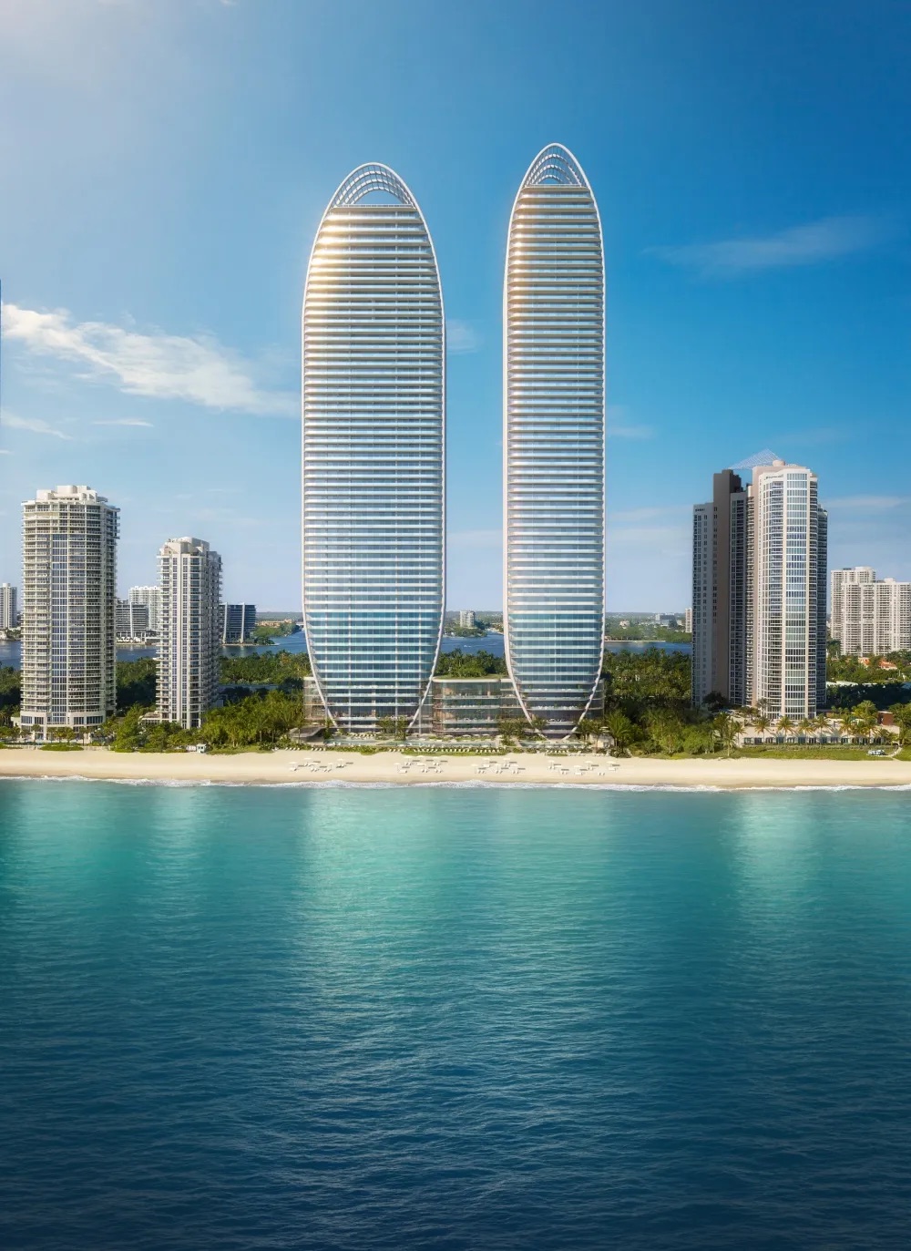 The towers seen from the ocean
